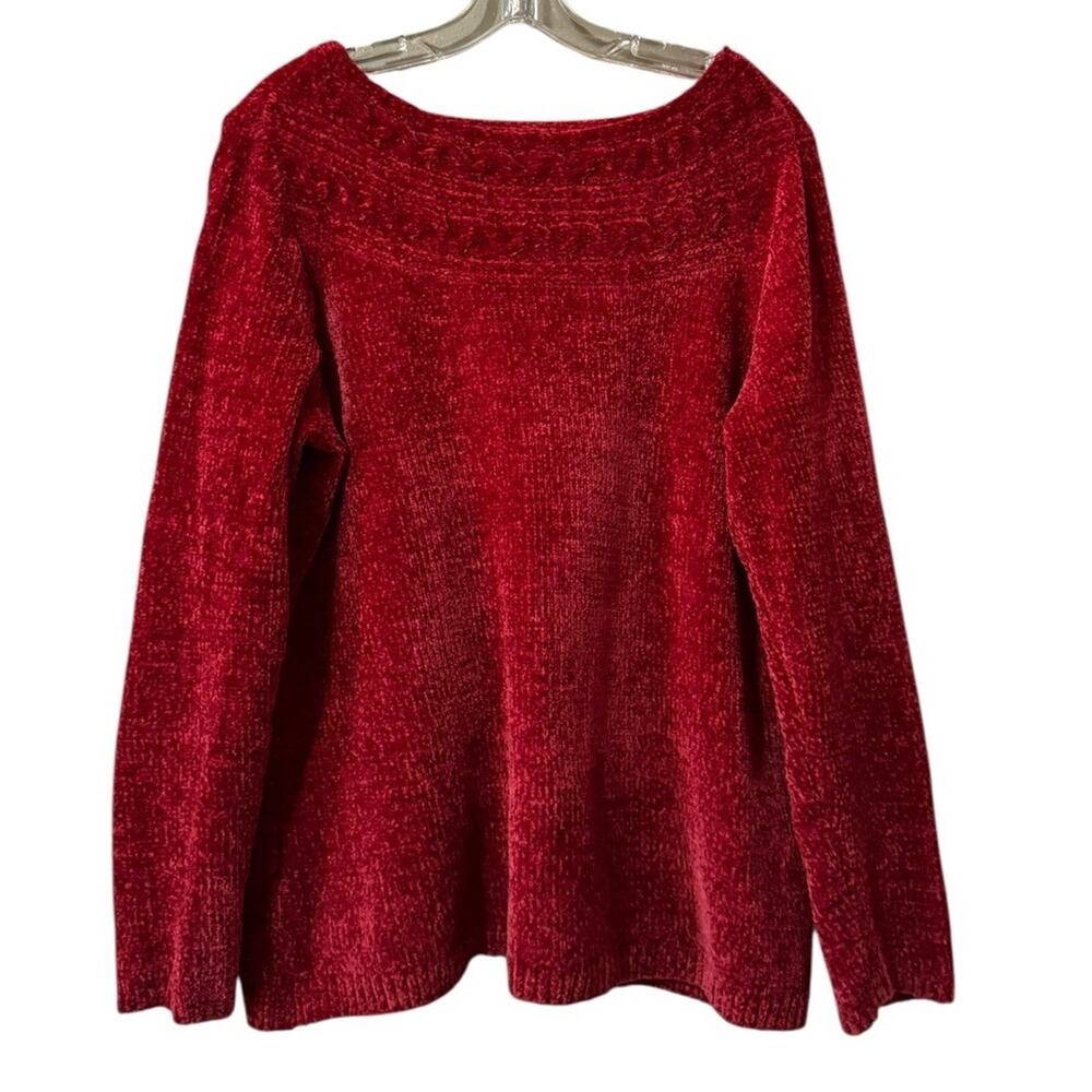 Croft & Borrow Women Size XL Polyester Sweater Red Long Sleeve Knit Comfort City